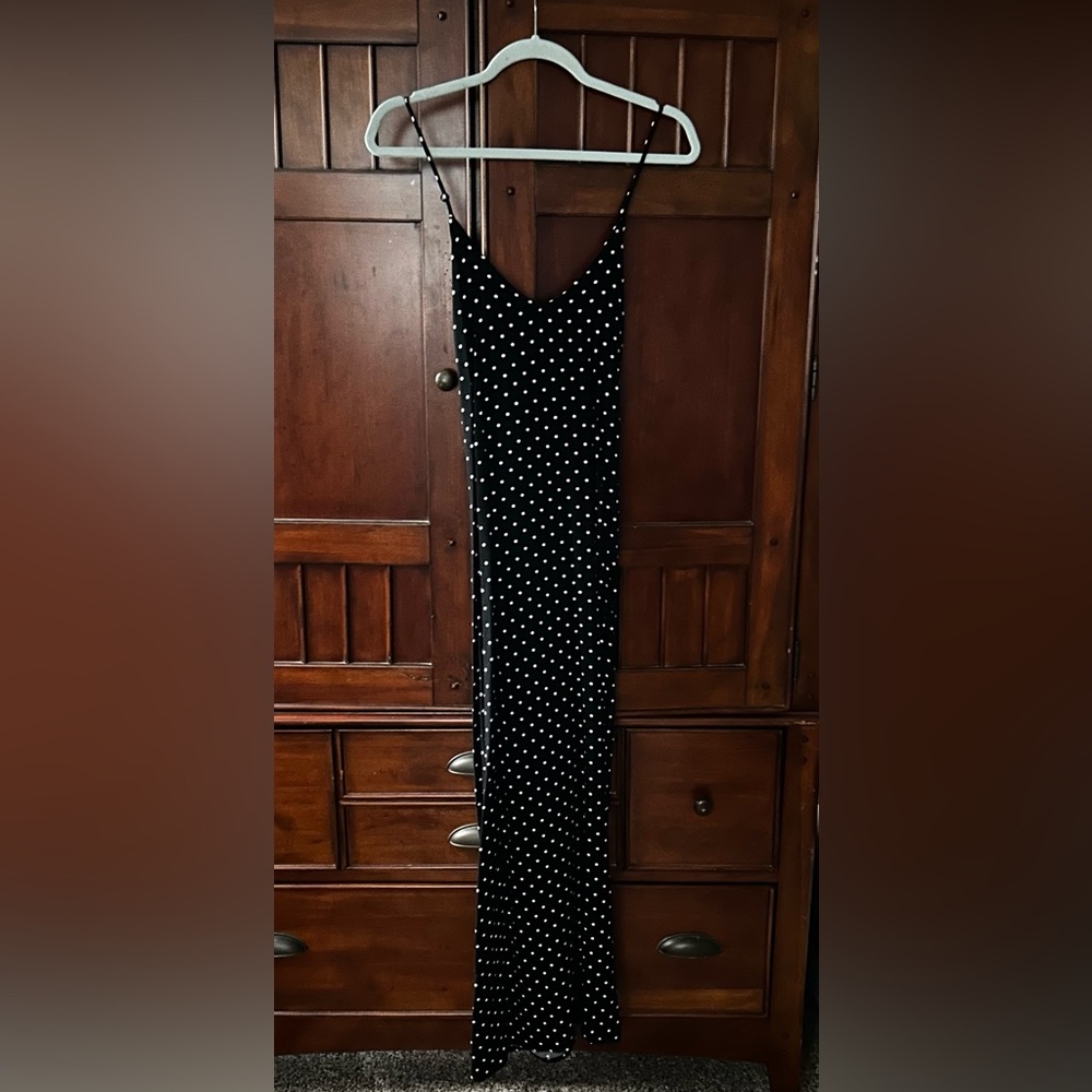 Old Navy Black Maxi Dress with White Dots
